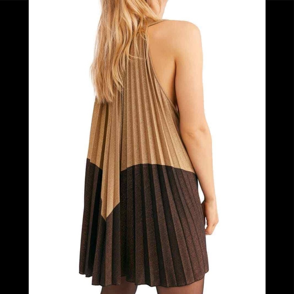 NWOT Free People Love Metallic Minidress in Gold - Picture 4 of 8